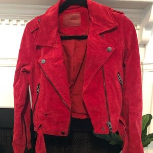 BlankNYC red suede moto jacket